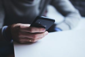 Man looking at a mobile phone