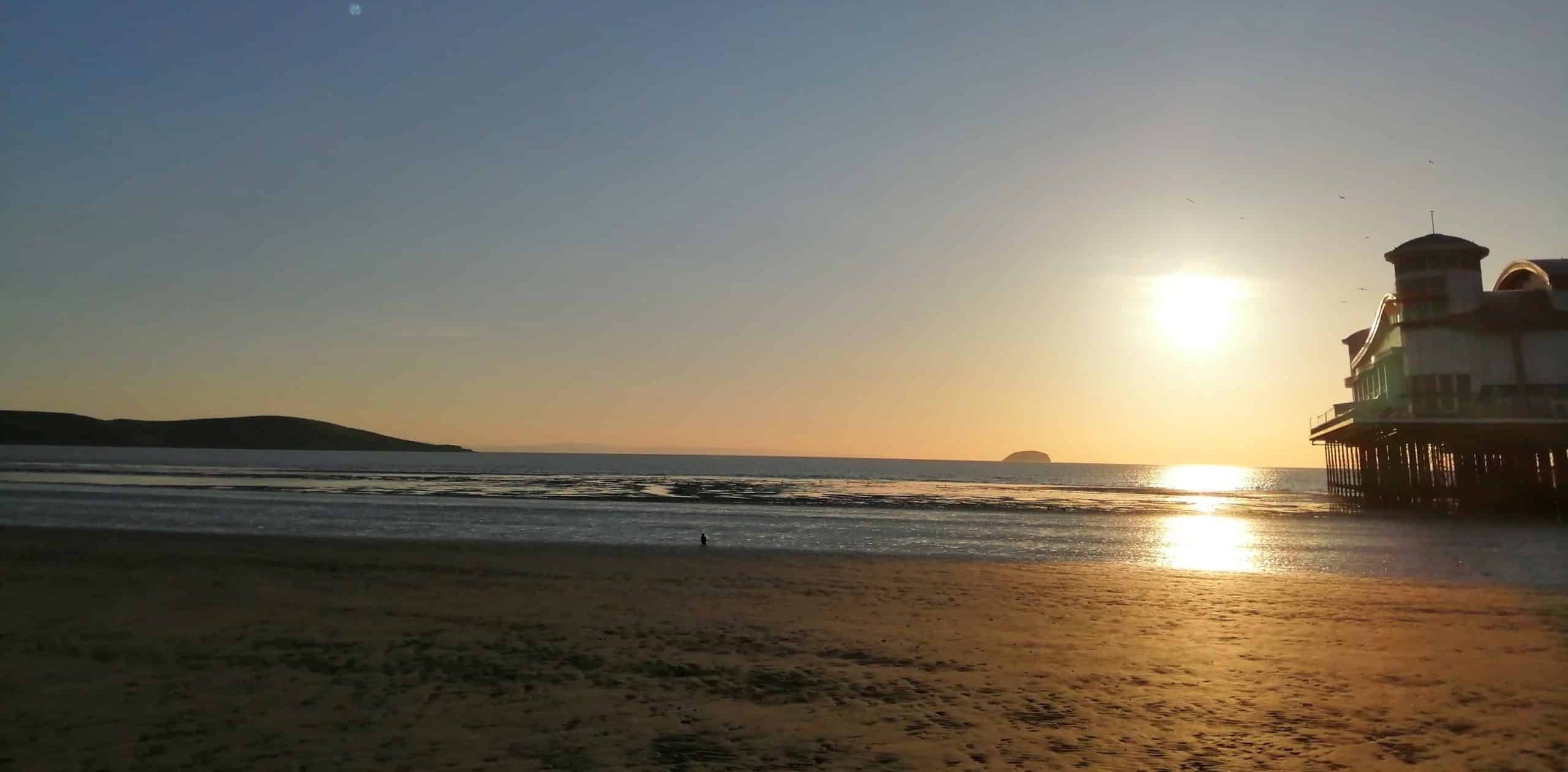 photograph of weston super mare at sun set