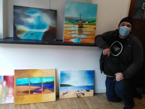 Ben with pictures Ben with Artwork