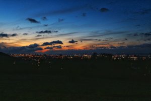 View of Portbury skyline from Kingsweston at sunset