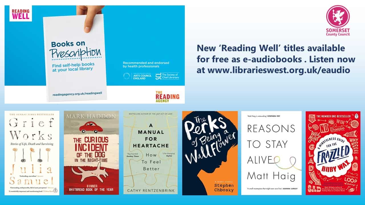 Eaudio book cover promo adults Reading Well titles available for free