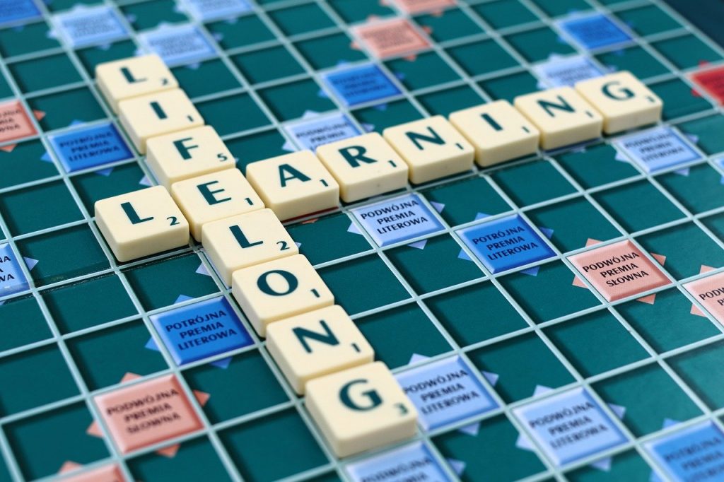 Scrabble board spelling Lifelong Learning